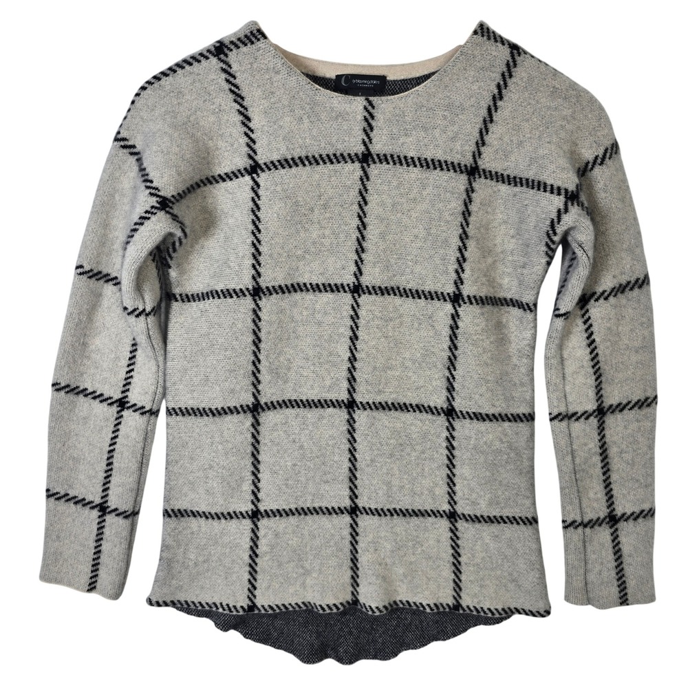 C by Bloomingdales Women's 100% 2-Ply‎ Cashmere Plaid Sweater Size S